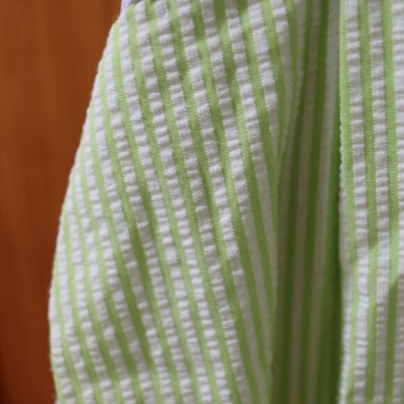 Talbots Vintage y2k Seersucker Green Striped Strapless Dress Pin Up 14 - Picture 7 of 15